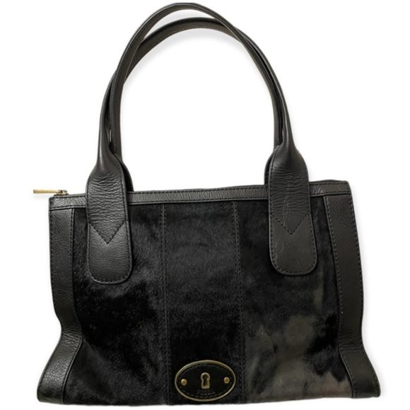 Fossil Handbags - FOSSIL black calf hair leather handbag